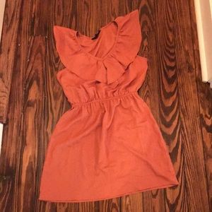 Xxi terra-cotta ruffle dress